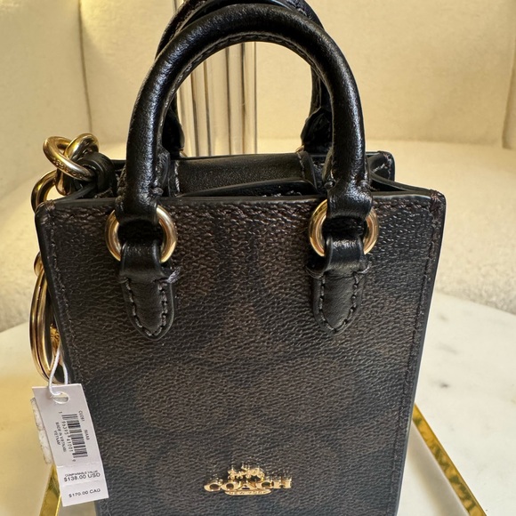 Coach Black Mini Tote Bag Charm NWT, box & dusty - Picture 3 of 5